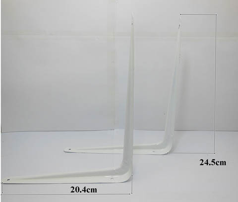24 White Metal Shelf Bracket 245x204mm Corner Brackets - Click Image to Close