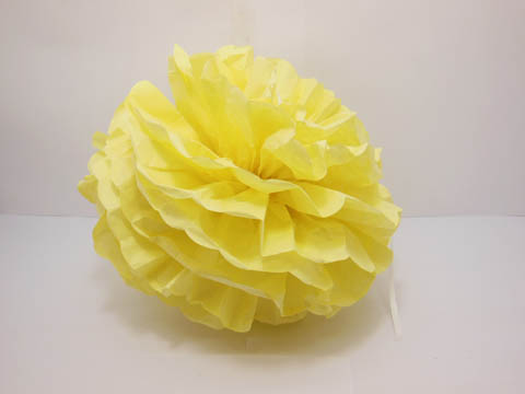 10 Yellow Tissue Paper Pom Poms Wedding Party Decoration 20cm - Click Image to Close