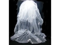1X New White Wedding Bridal Veil - Bowknot & Flower Edge