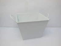 10X Square Tin Bucket with Handles for Wedding Favor - White 10X Square Tin Bucket with Handles for Wedding Favor - White