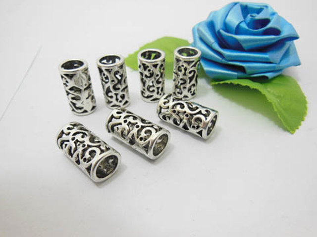 100 Metal Filigree Dreadlock Bead 8mm Hole Hair Beads - Click Image to Close