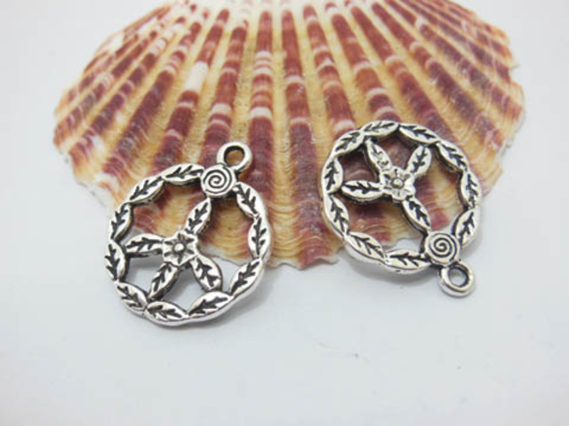 50 Alloy Metal Tibetan Style Peace Symbol Pendants ac-mp228 - Click Image to Close