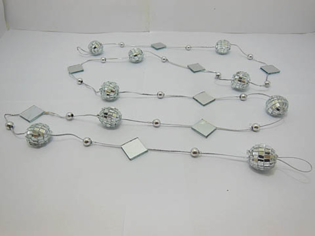 5X Disco Mirror Ball Beaded Chain Wedding Home Decoration - Click Image to Close