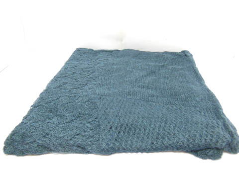 4X Irregular Crochet Shawl Wrap Scarf - Navy Blue - Click Image to Close