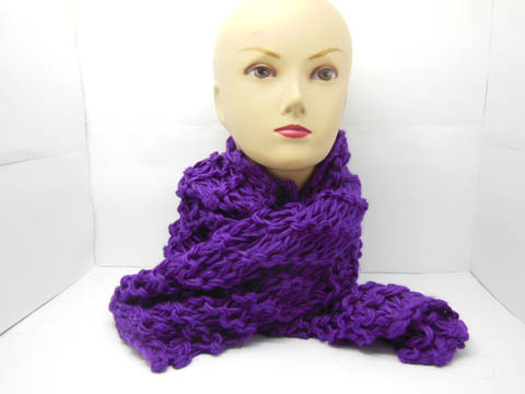 4X Large Long Handmade Warm Crochet Scarf - Purple - Click Image to Close