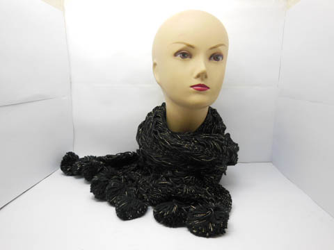 5X Large Long Handmade Warm Crochet Scarf - Black - Click Image to Close