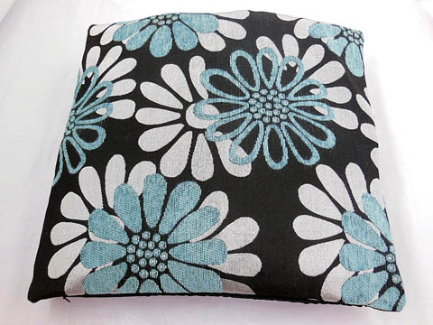 2Pcs HQ Blue Flower Hemp Pillow Cushion Covers 43cm - Click Image to Close