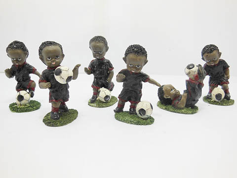 5Sets X 6pcs Football Action Figure Toys - Black Uniform - Click Image to Close