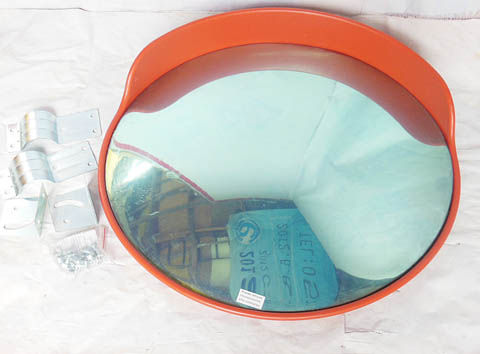 1X New Red 96cm Outdoor Convex Security Safety Mirror w/Cover - Click Image to Close