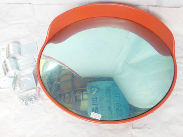 1X New Red 96cm Outdoor Convex Security Safety Mirror w/Cover - Click Image to Close