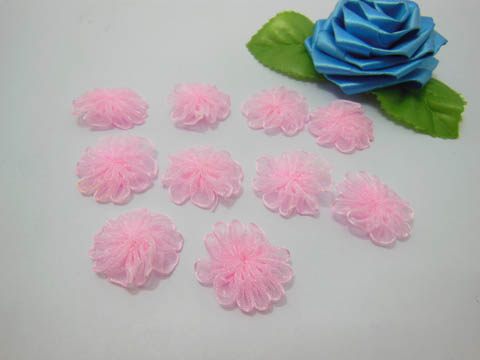 500 Hand Craft Organza Flower Embellishments - Pink 25mm - Click Image to Close