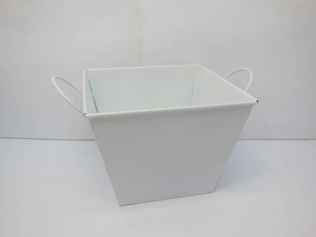 10X Square Tin Bucket with Handles for Wedding Favor - White 10X Square Tin Bucket with Handles for Wedding Favor - White