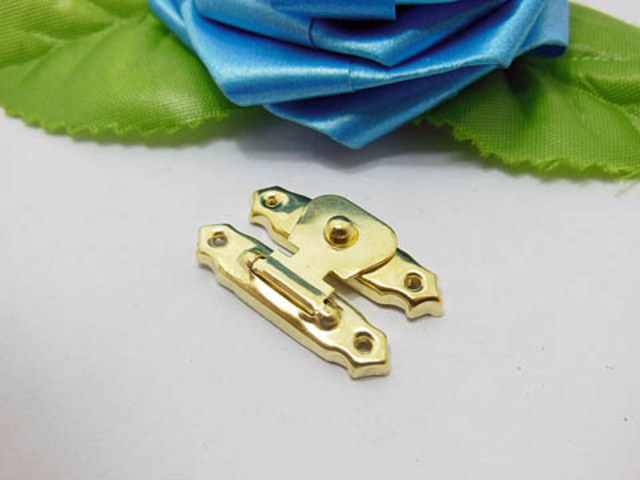 100 Golden Plated Metal Gift Box Lock / Box Latch - Click Image to Close