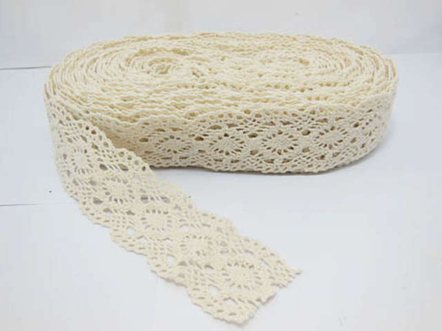 1Bagx20Yards Ivory Floral Linen Trim Embellishment 4cm Wide - Click Image to Close