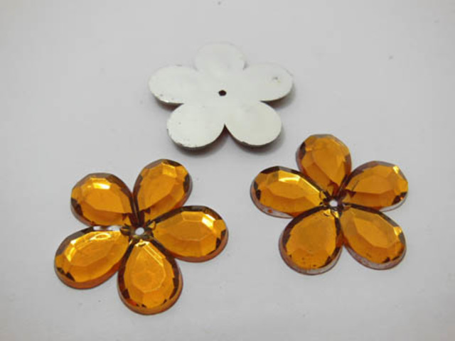 200 Stick-on Flat Back Flower Rhinestone Embellishment - Coffee - Click Image to Close