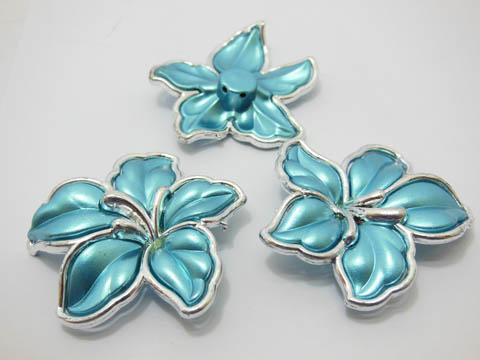30Pcs Light Blue Flower Hairclip Jewelry Finding Beads 5.5x5cm - Click Image to Close