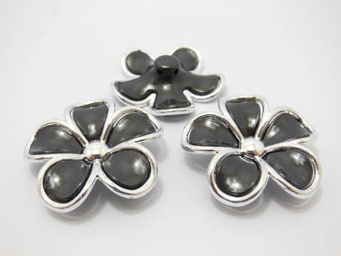 3x30Pcs Black Flower Hairclip Jewelry Finding Beads 4.5cm - Click Image to Close