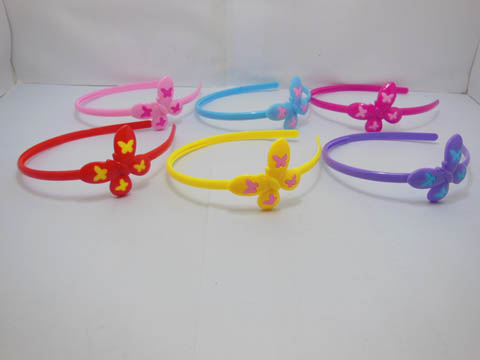 12 New Plastic Butterfly Headband Hairband for Girls Mixed - Click Image to Close