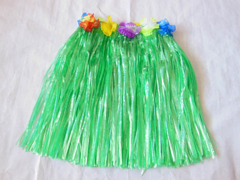 5Pcs Dress-up Hawaiian Green Hula Skirt 40cm - Click Image to Close