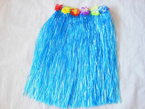 4Pcs Dress-up Hawaiian Blue Hula Skirt 60cm - Click Image to Close