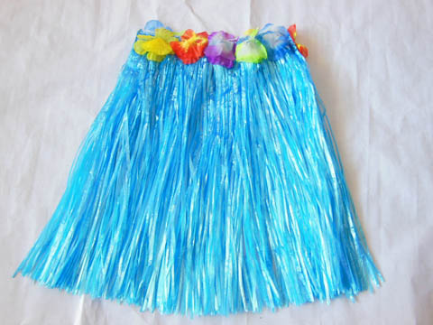 5Pcs Dress-up Hawaiian Blue Hula Skirt 40cm - Click Image to Close