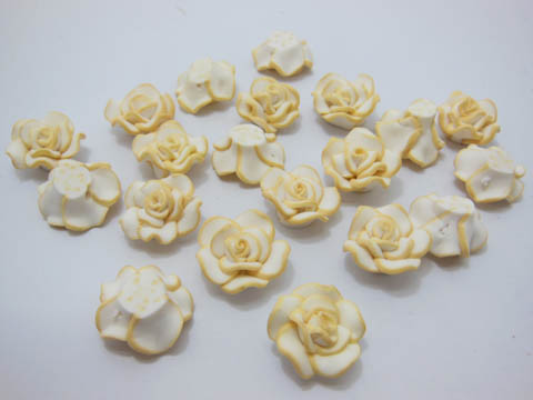 195 Ivory Fimo Rose Flower Beads Jewellery Findings 2cm - Click Image to Close
