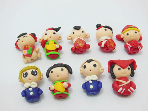 98 Lovely Polymer Clay Dolls Charms Beads Fit Bracelet&Necklace - Click Image to Close