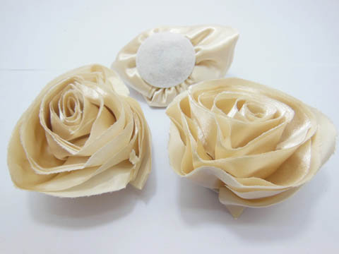50Pcs Hand Craft Rose Flowers Embellishments - Khaki - Click Image to Close