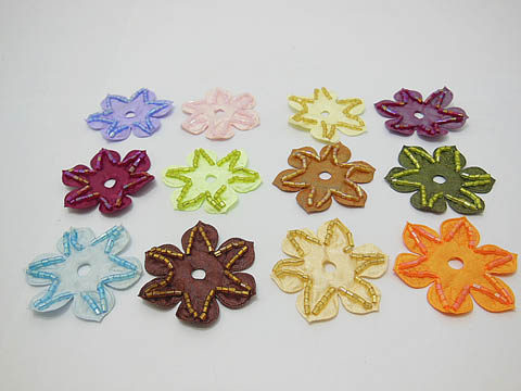 580Pcs Hand Craft Satin Flowers w/Attached Beads Embellishment - Click Image to Close
