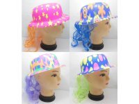 10 New Hat With Wig Costume Prop Party Favor 10 New Hat With Wig Costume Prop Party Favor