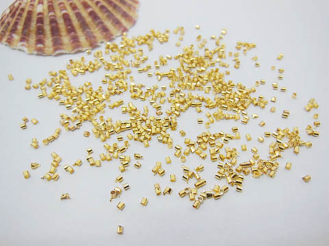 5000 Golden Plated Copper Tube Crimp Beads 1.5mm - Click Image to Close