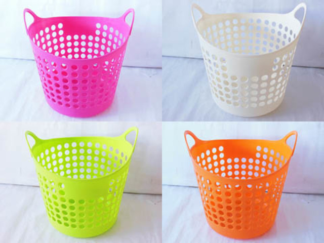 1X Flexible Plastic Round Storage Laundry Handle Basket 1X Flexible Plastic Round Storage Laundry Handle Basket