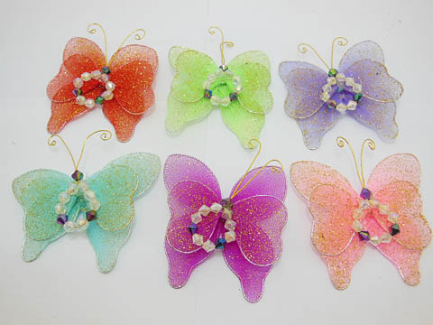 50 Butterfly Craft Kits with Powders & Bead Mixed Colour - Click Image to Close