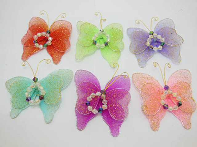 50 Butterfly Craft Kits with Powders & Bead Mixed Colour - Click Image to Close