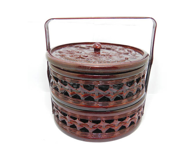 4Pcs Traditional Chinese Wedding Basket - 2 Layers 20cm High