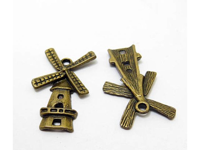 100Pcs Bronze Color Windmill Charms Beads Pendants 23x17mm 100Pcs Bronze Color Windmill Charms Beads Pendants 23x17mm