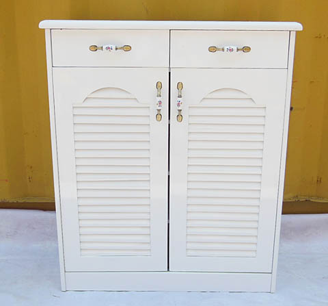 1X White 2 Door + 2 Drawer Shoe Storage Cabinet 90x76x32cm - Click Image to Close