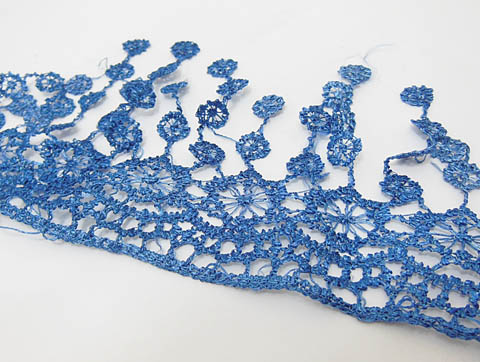 60M Blue Flower Edge Tassels Curtain Edge Trim Embellishment 8cm - Click Image to Close