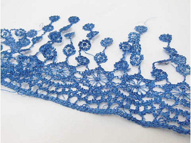 60M Blue Flower Edge Tassels Curtain Edge Trim Embellishment 8cm - Click Image to Close