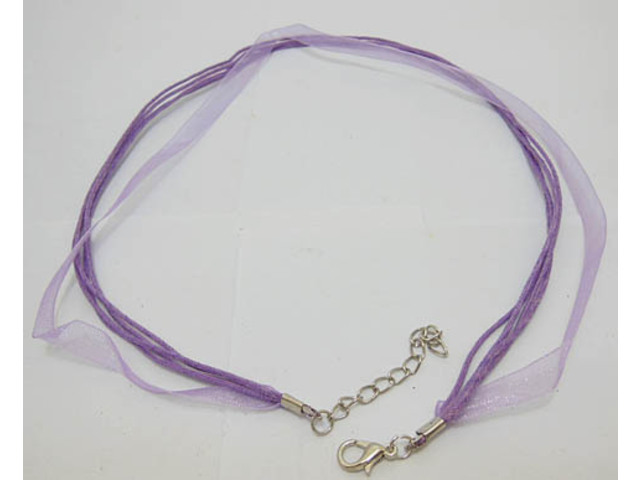 100 Purple Multi-stranded Waxen & Ribbon for necklace - Click Image to Close