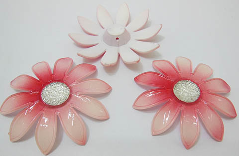 20Pcs Red Blossom Sunflower Hairclip Jewelry Finding Beads 6cm - Click Image to Close