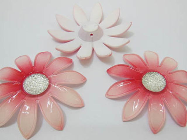 20Pcs Red Blossom Sunflower Hairclip Jewelry Finding Beads 6cm - Click Image to Close