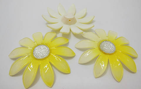 20Pcs Yellow Blossom Sunflower Hairclip Jewelry Finding Beads 6c - Click Image to Close