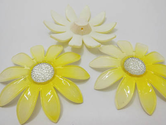 20Pcs Yellow Blossom Sunflower Hairclip Jewelry Finding Beads 6c - Click Image to Close