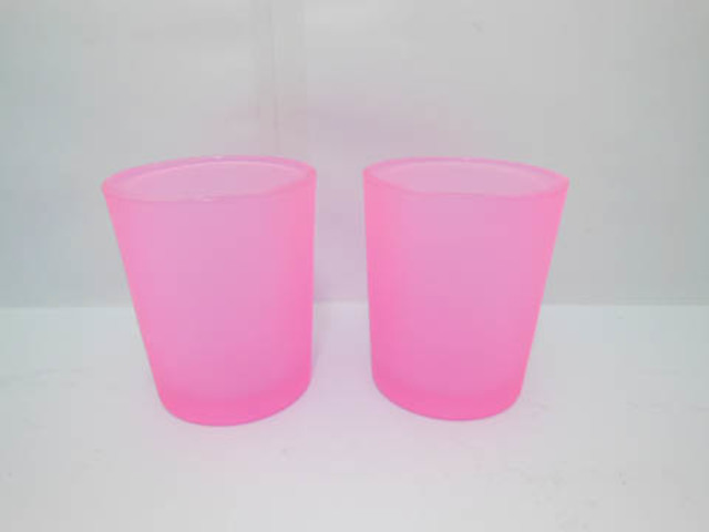 40 Frosted Glass Tea Light Holder Wedding Favor 6.5cm PINK 40 Frosted Glass Tea Light Holder Wedding Favor 6.5cm PINK