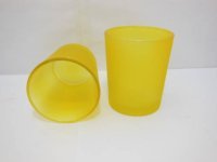 40 Frosted Glass Tea Light Holder Wedding Favor 6.5cm Yellow