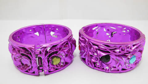12X New Purple Victorian Flower Bracelets Bangle 35mm Wide - Click Image to Close