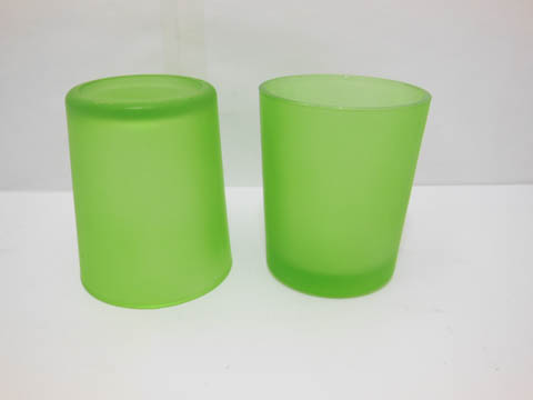 40 Frosted Glass Tea Light Holder Wedding Favor 6.6cm Green - Click Image to Close
