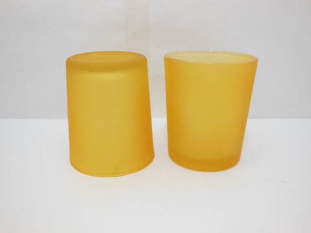 40 Frosted Glass Tea Light Holder Wedding Favor 6.5cm Orange - Click Image to Close