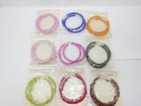 12Pairs Glass Beaded Hoop Lock Earrings 75mm Dia Mixed Color